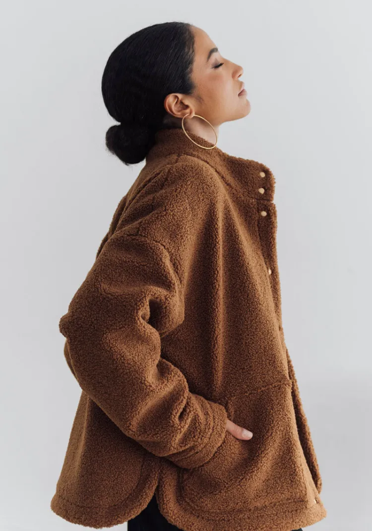 Sale Veste ATIBA Shearling Cognac Jackets And Coats