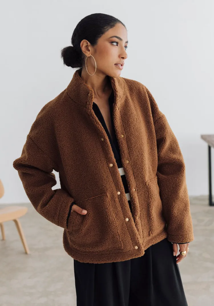 Sale Veste ATIBA Shearling Cognac Jackets And Coats