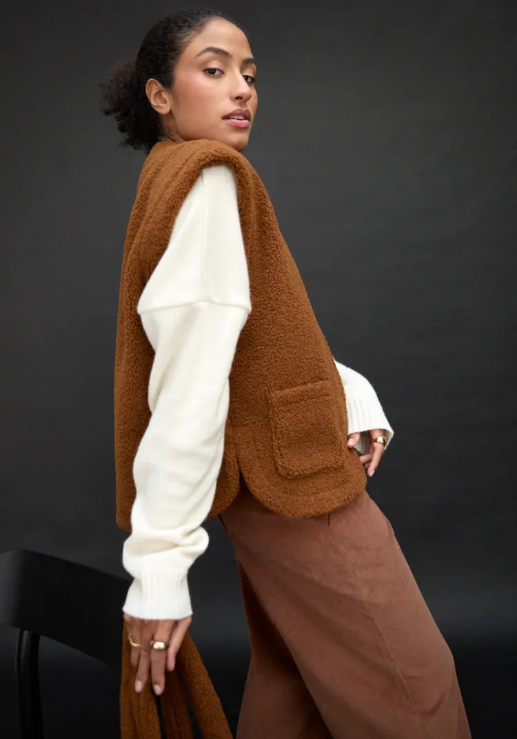 Clearance Veste OURO Shearling Cognac Jackets And Coats